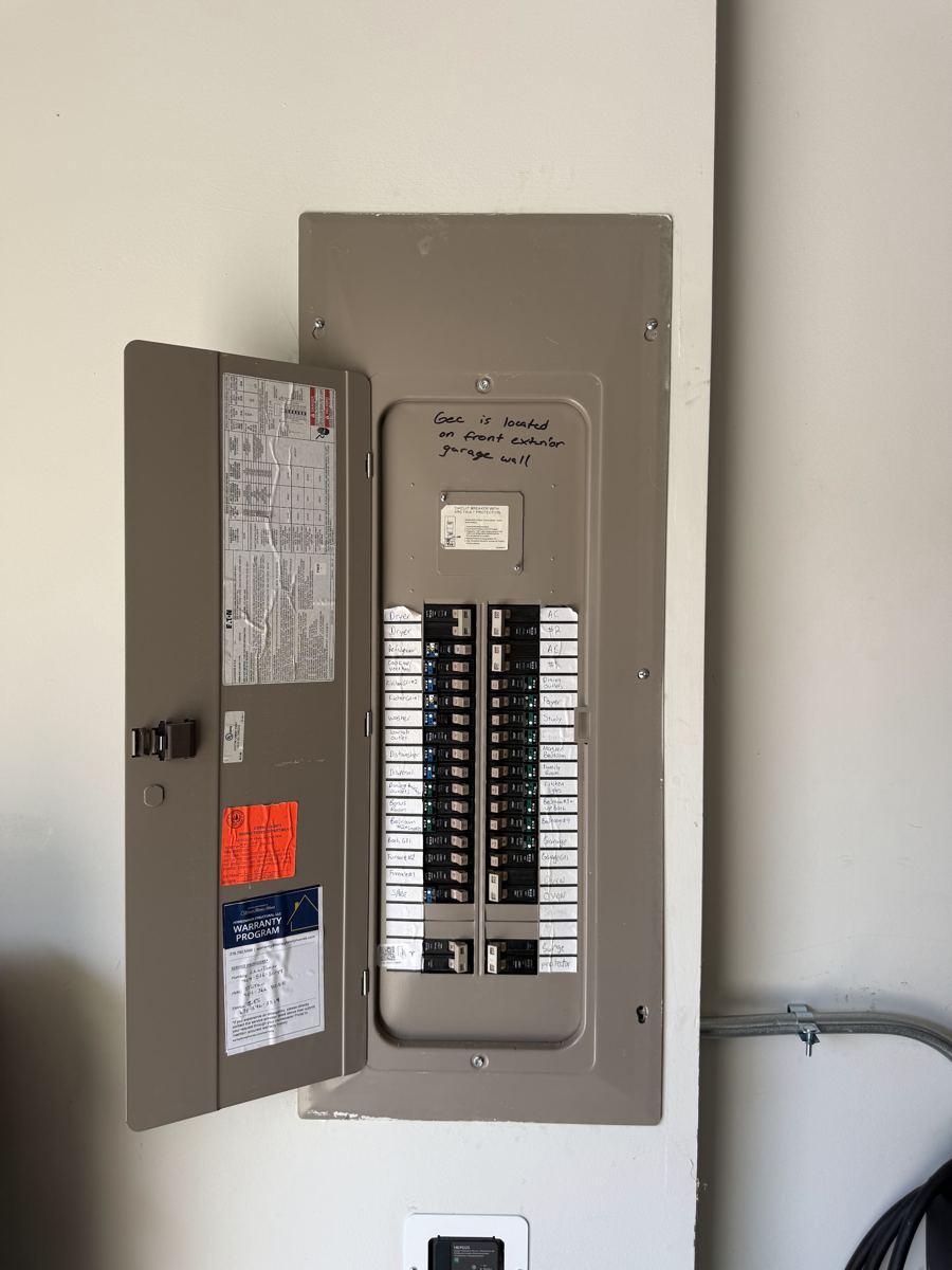 Upgraded electrical panel with new breakers