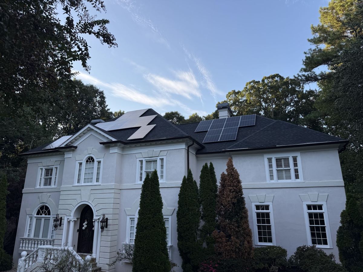 Large home with a new solar installation in metro Atlanta